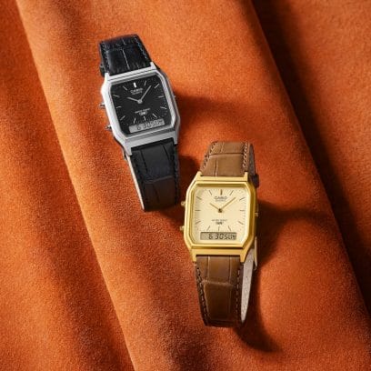 Casio aq 230 com pulseira de couro